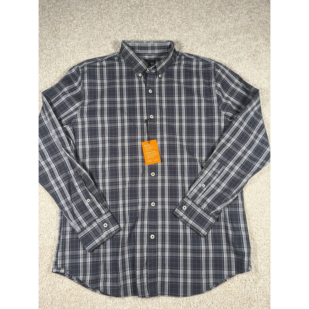 American Eagle Men Shirt Size L Large Gray Plaid Button Up Long Sleeve NWT Y2K